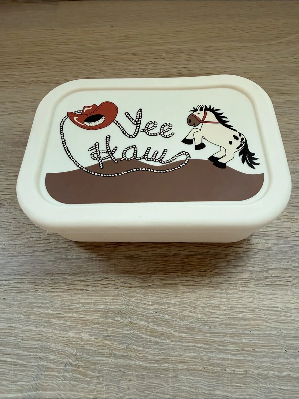 Yee Haw Western Horse Lunch Box - Cream and Brown